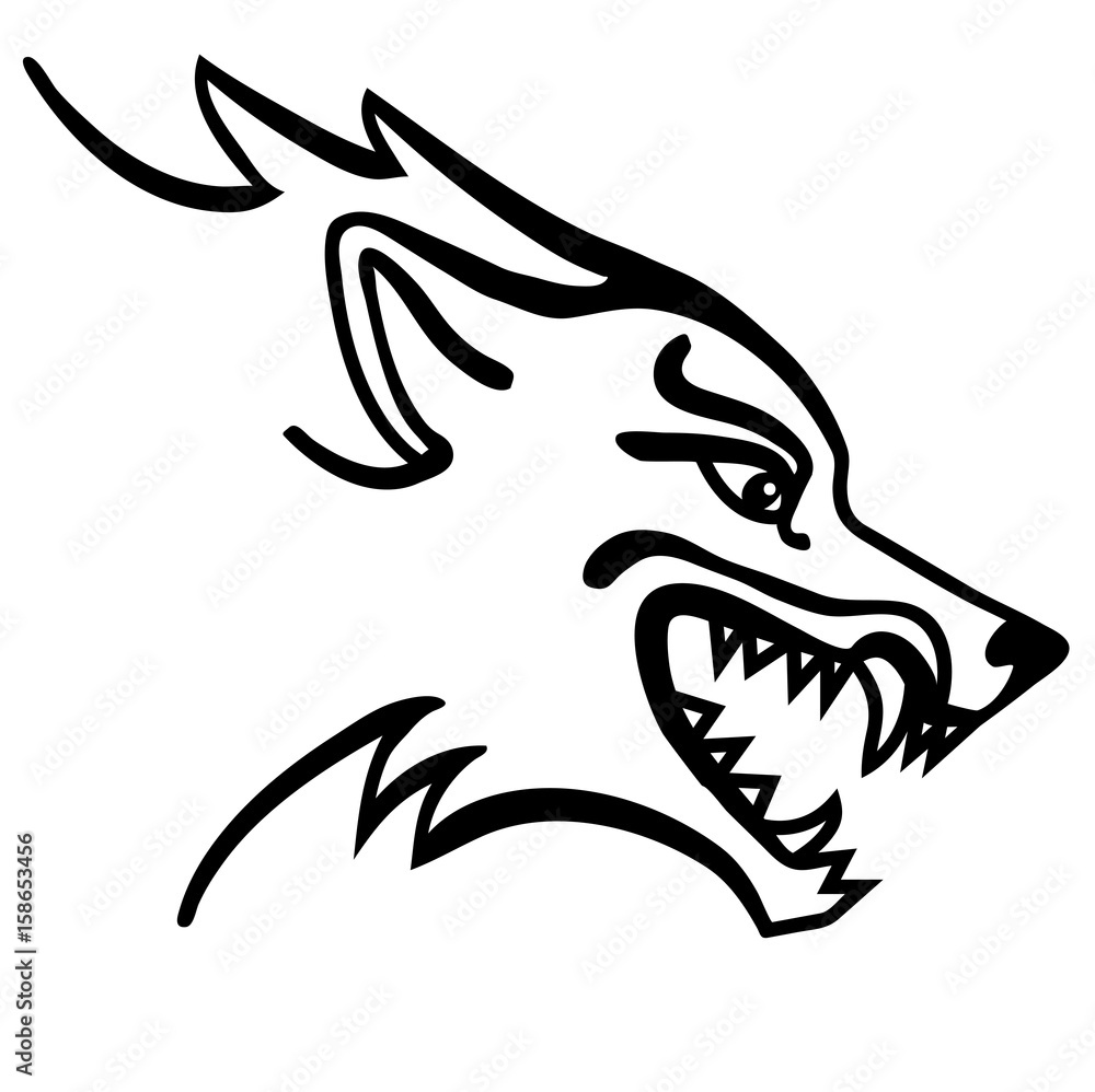 Vector illustration of wolf head black and white Vector illustration of wolf head black and white
