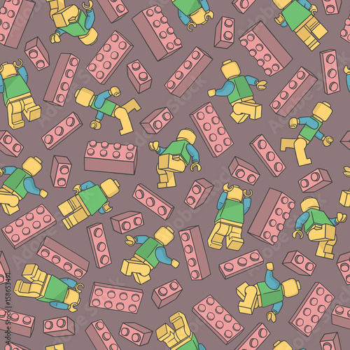Seamless pattern with characters and blocks