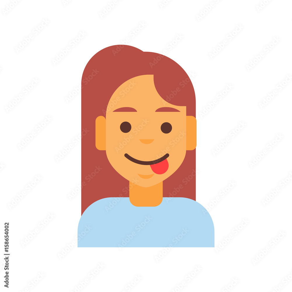 Profile Icon Female Emotion Avatar, Woman Cartoon Portrait Happy Smiling Face Showing Tongue Vector Illustration Profile Icon Female Emotion Avatar, Woman Cartoon Portrait Happy Smiling Face Showing Tongue Vector Illustration