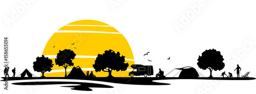 Silhouette Zeltplatz
