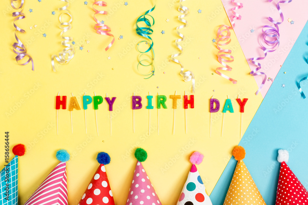 Happy birthday theme on a bright background Stock Photo | Adobe Stock