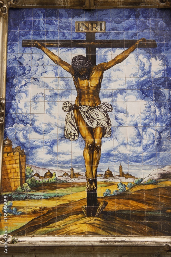 Mosaïque de la crucifixion du Christ à Séville, Espagne	