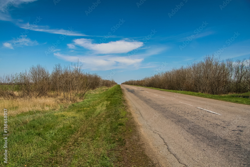 The road in the Ukrainian steppe