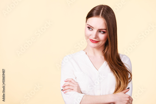 Tablou pe pânză Smiling attractive woman with full makeup