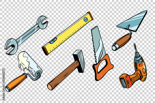Set repair tools, isolated background