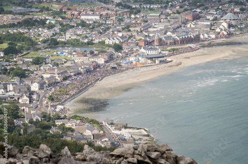 Crowd at seaside town waiting for an air show