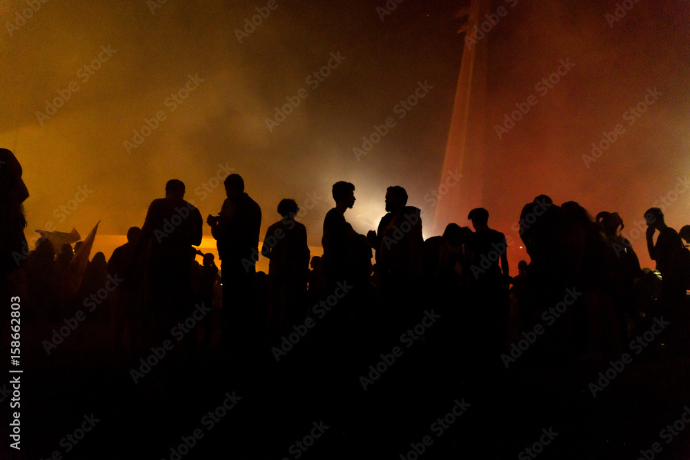 Silhouettes Of Protesters Silhouettes Of Protesters