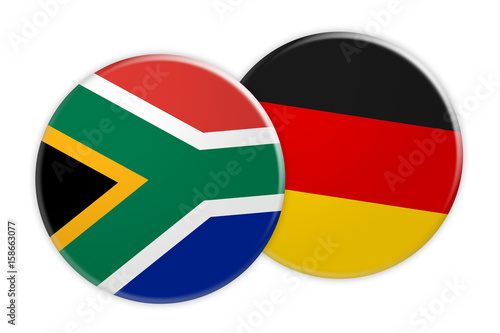Free Download News Concept: South Africa Flag Button On Germany Flag Button, 3d illustration on white background - GFXLoad