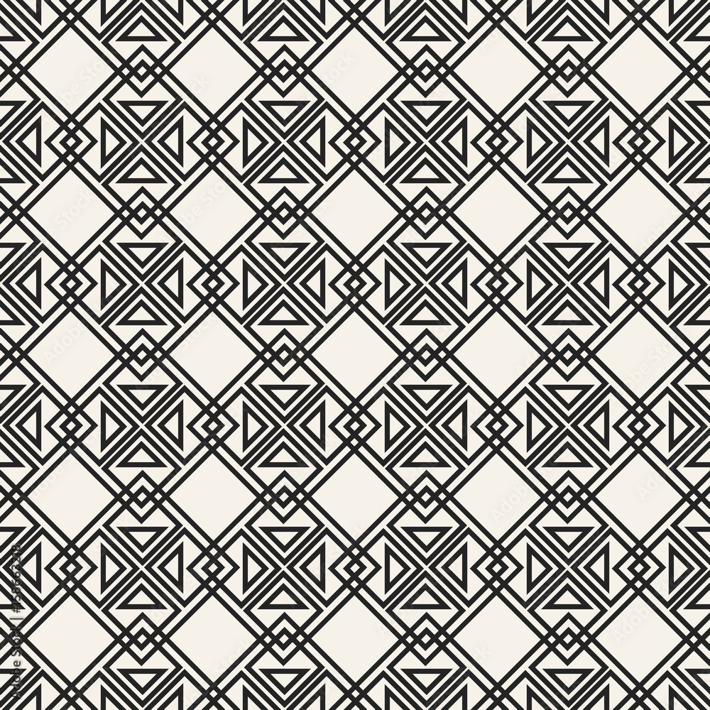 Abstract concept vector monochrome geometric pattern. Black and white minimal background. Creative illustration template. Seamless stylish texture. For wallpaper, surface, web design, textile, decor.