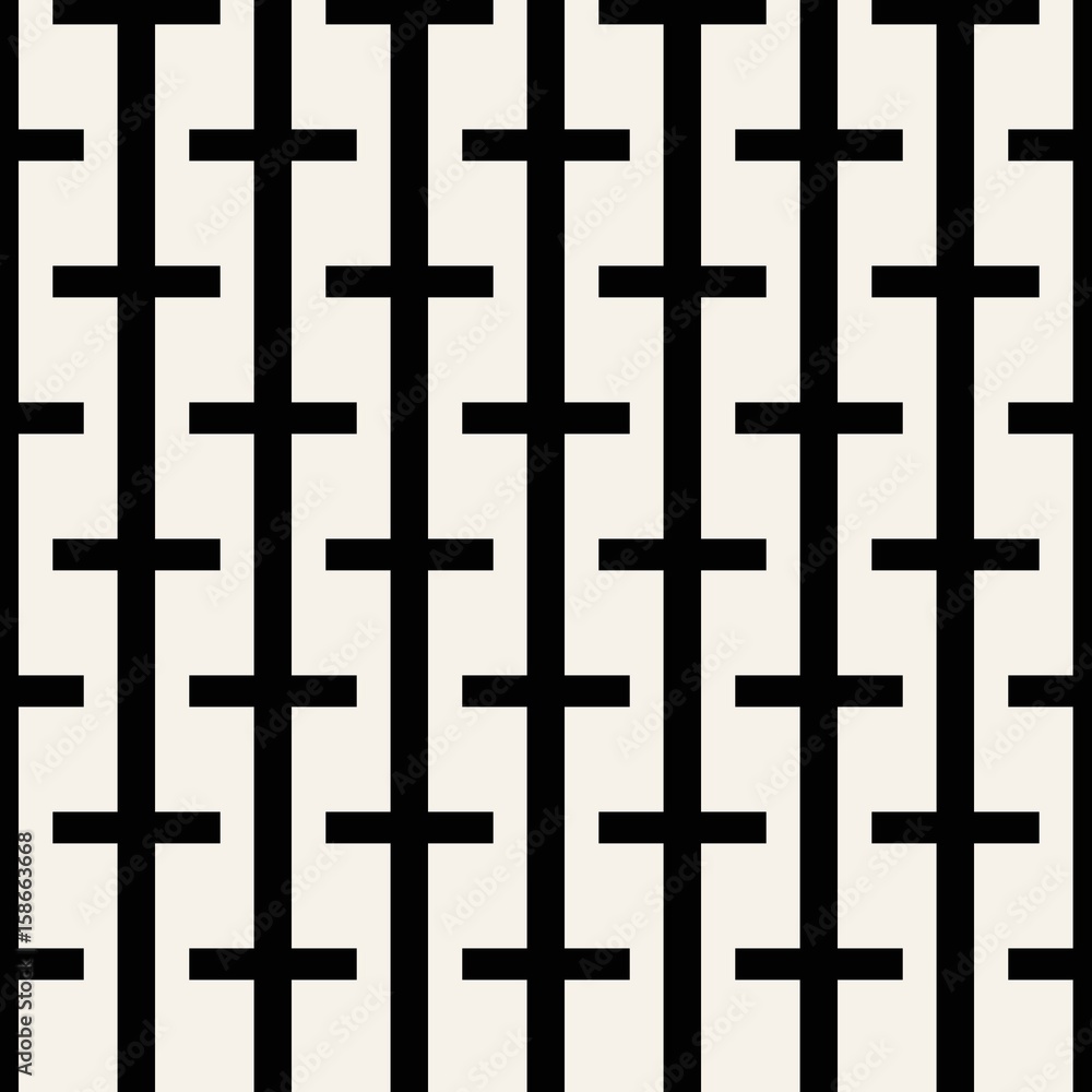 Abstract concept vector monochrome geometric pattern. Black and white minimal background. Creative illustration template. Seamless stylish texture. For wallpaper, surface, web design, textile, decor.