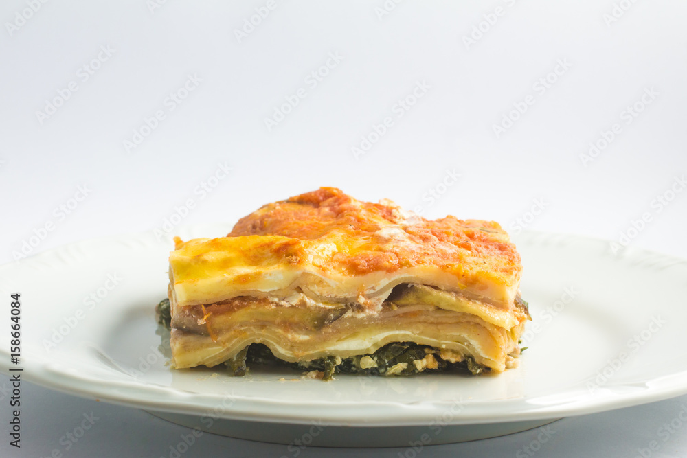 Vegetarian Lasagna with eggplant and spinach Vegetarian Lasagna with eggplant and spinach