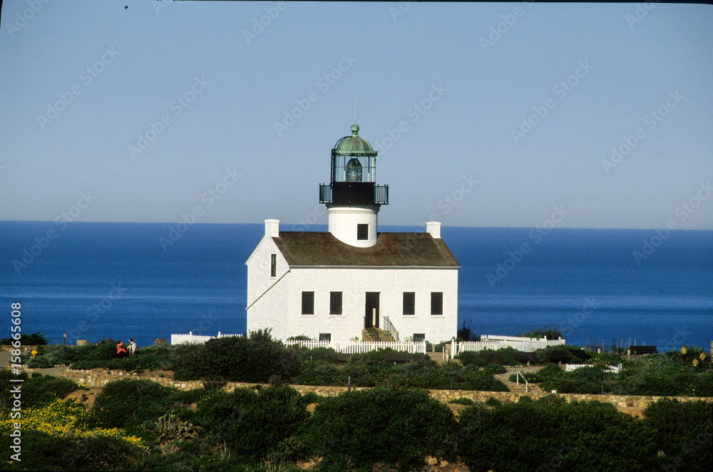 Aerial of Old Point Loma Lighthouse San Diego California