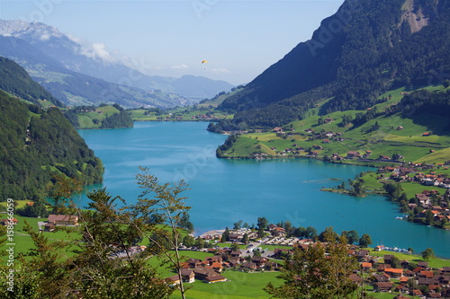 Paradise places - View of the lake Lungern, surrounded by the Alps, canton Obwalden, Switzerland photo