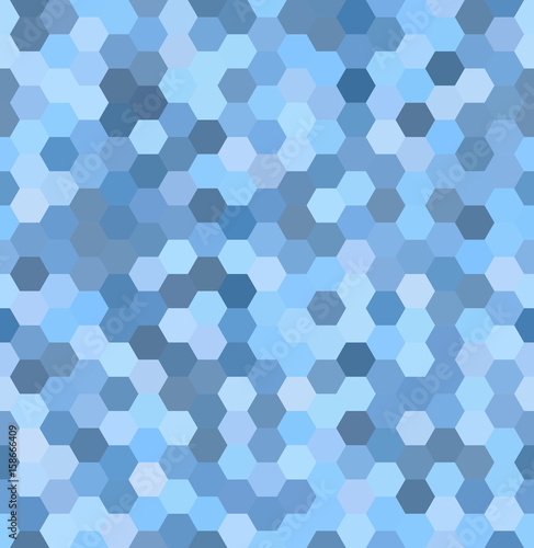 Background made of blue hexagons. Seamless background. Square composition with geometric shapes