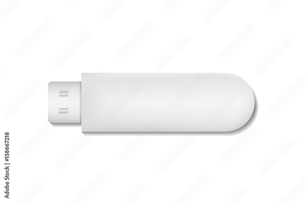 Vector isolated realistic USB flash drive blank template for covering and decoration on the white background. Vector isolated realistic USB flash drive blank template for covering and decoration on the white background.