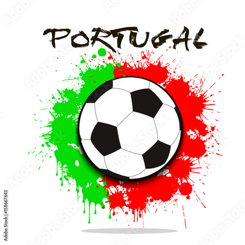 Soccer ball against the background of the Portugal flag