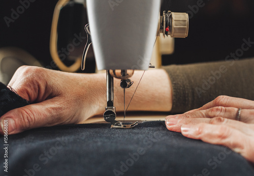 Woman working with sewing machine