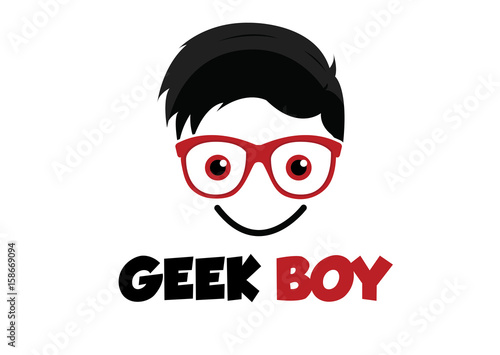 Red Geek Boy Logo Illustration design