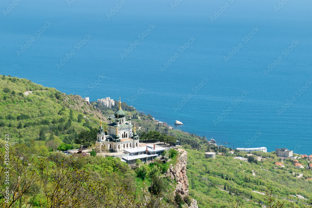 The Church of Christ's Resurrection on rocks in Crimea