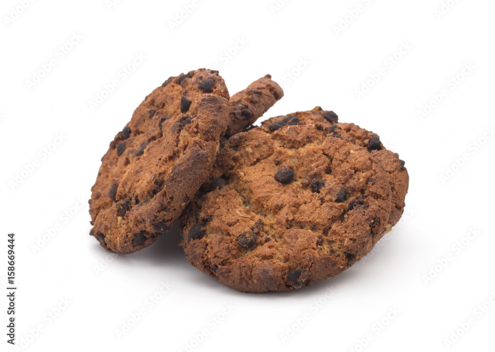 Biscuits with chocolate on a white background Biscuits with chocolate on a white background