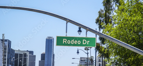 Rodeo Drive street sign in Beverly Hills - LOS ANGELES - CALIFORNIA - APRIL 20, 2017
