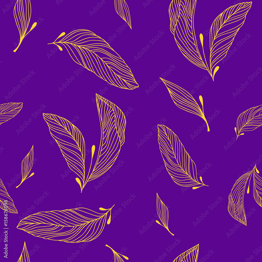 Seamless pattern leaves vector illustration nature design floral summer plant textile