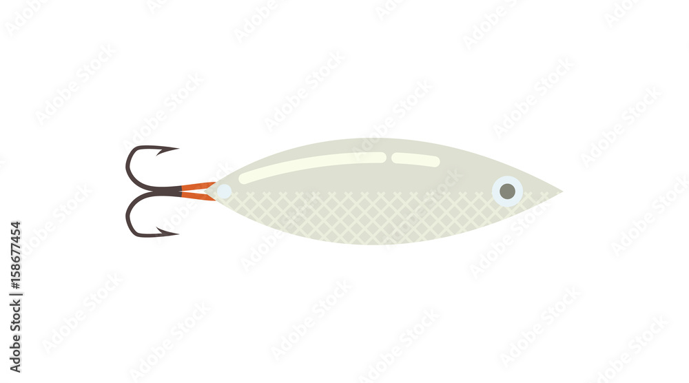Fishing spoon icon in flat style. Catch and hobby, sport equipment vector illustration isolated on white background. Fishing spoon icon in flat style. Catch and hobby, sport equipment vector illustration isolated on white background.