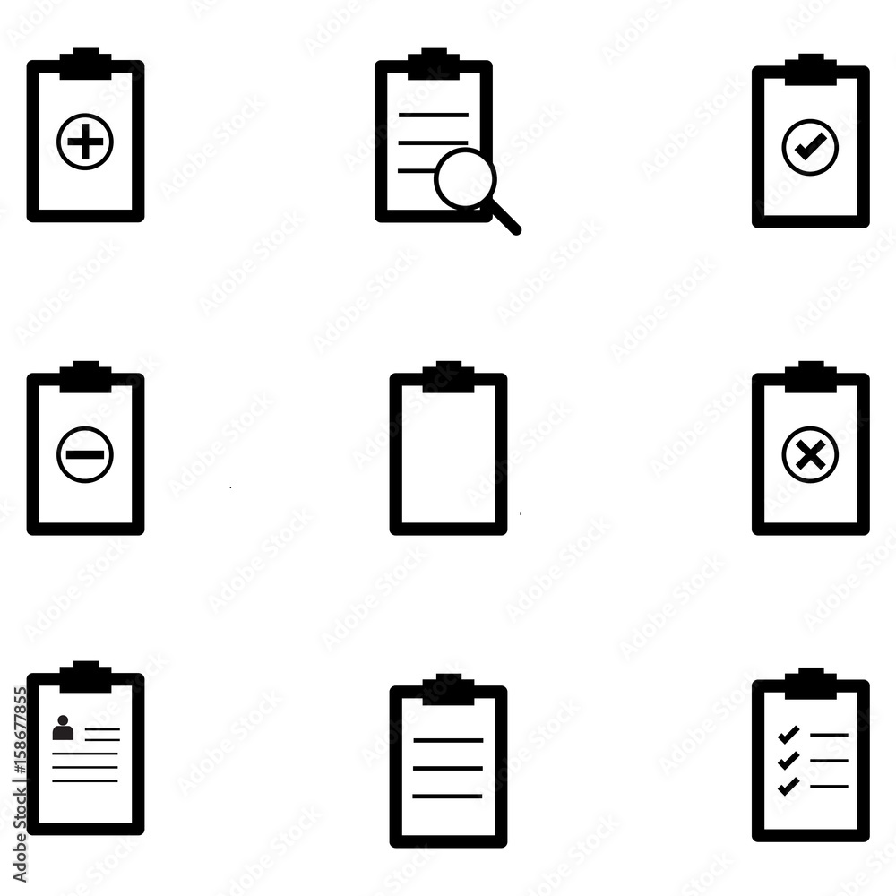 Clipboard icons minimal style Icon vector Eps10 set . Clipboard icons minimal style Icon vector Eps10 set .