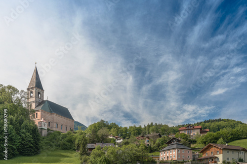 Church and the small village on the hill - Salzburg  Austria