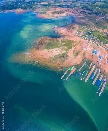 aerial photography rafts in Sirindhorn dam