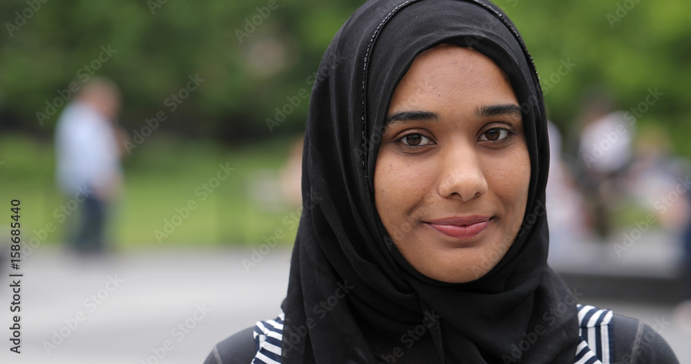 Young muslim woman wearing hijab face portrait Stock Photo | Adobe Stock
