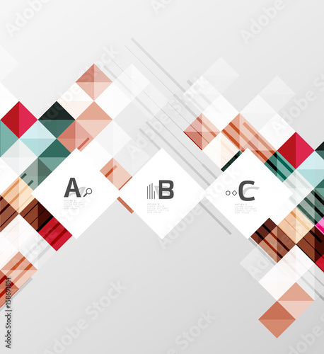 Square elements with infographics and options