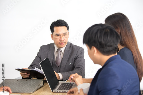 Asian businessman working with team, business teamwork concept, 30-40 year old.