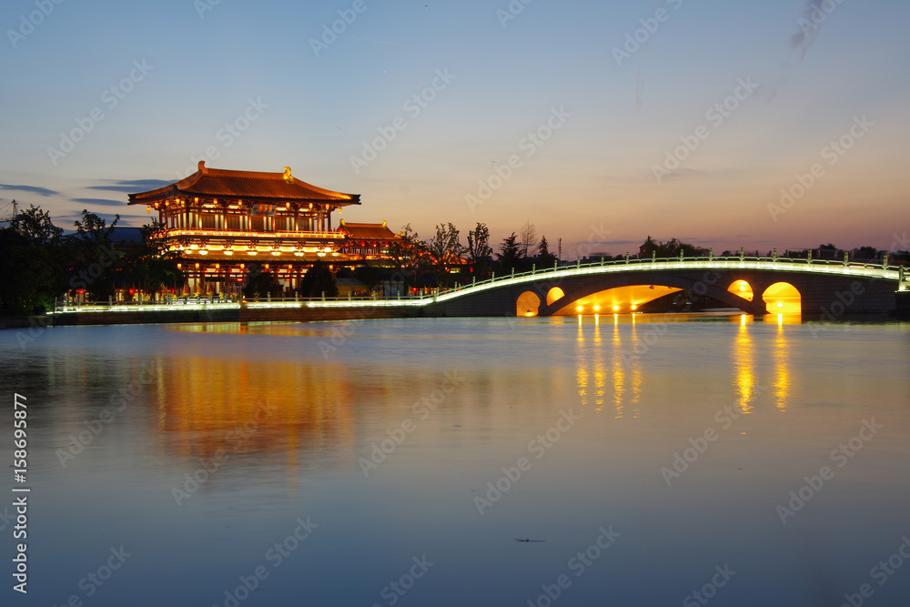Night view of Datang lotus garden in Xi'an,Shaanxi Province,China Night view of Datang lotus garden in Xi'an,Shaanxi Province,China