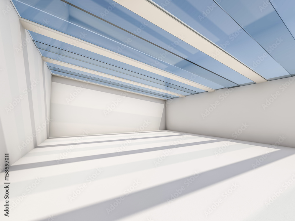 Obraz premium Abstract modern architecture background, empty white open space interior. 3D rendering