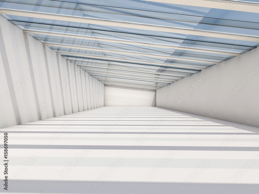 Fototapeta premium Abstract modern architecture background, empty white open space interior. 3D rendering