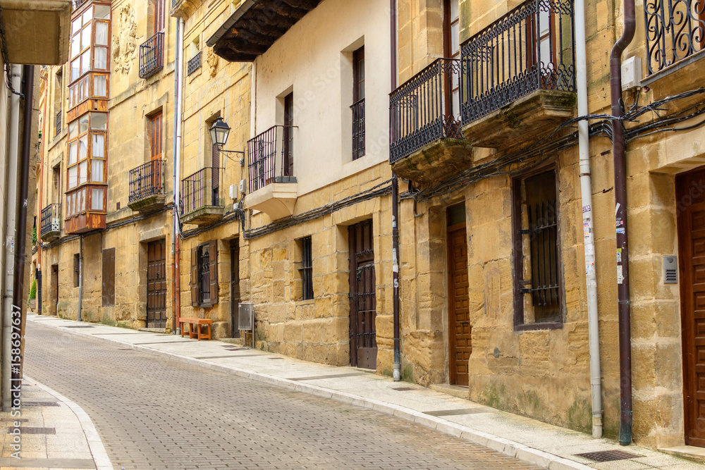 old streets of labastida town, located at la rioja. Spain