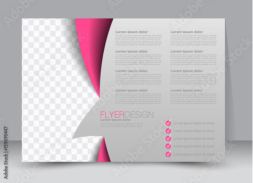 Flyer, brochure, billboard template design landscape orientation for education, presentation, website. Pink color. Editable vector illustration.