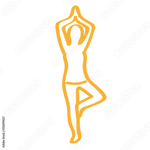 Handgezeichnete Frau macht Yoga in orange