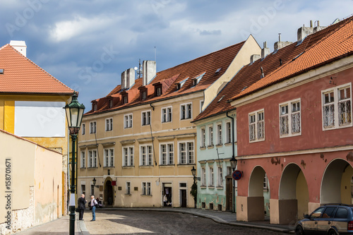 The old house of the nineteenth century in the old streets of Prague . The Old Town District. Prague , Czech Republic.