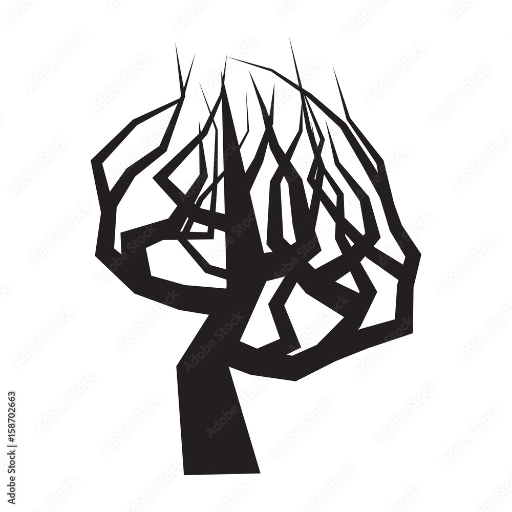Tree silhouette isolated illustration on white background Tree silhouette isolated illustration on white background