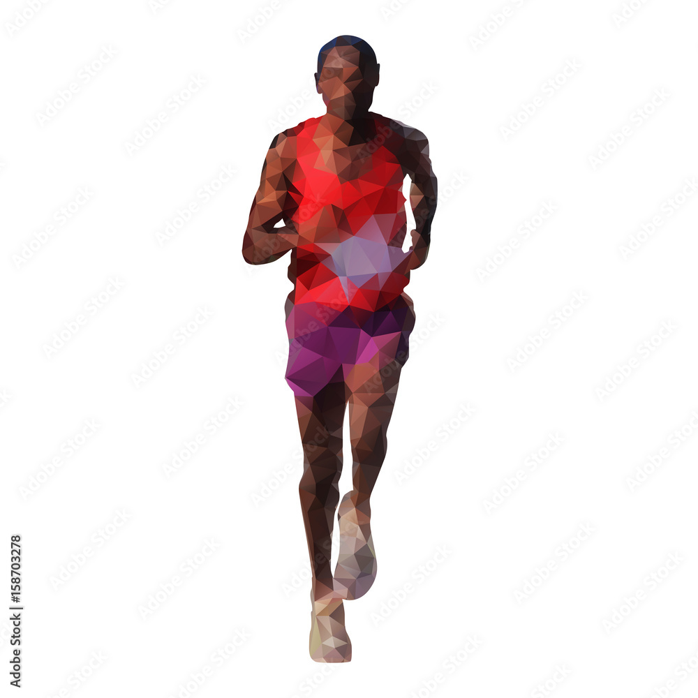 Geometric marathon runner vector silhouette, front view Geometric marathon runner vector silhouette, front view
