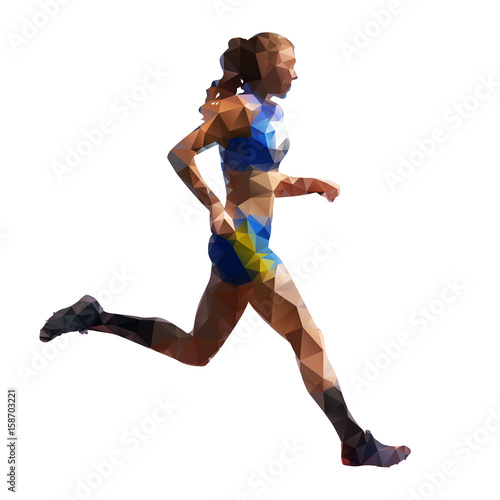 Running woman geometric vector silhouette