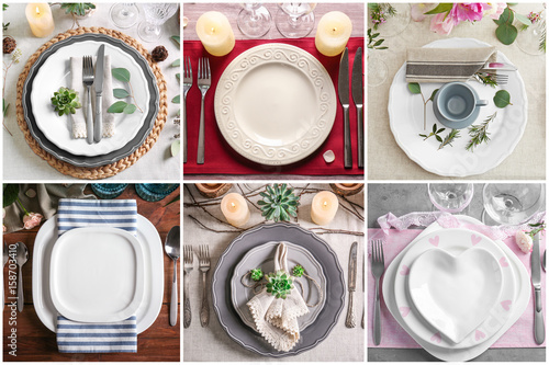 Collage of different table setting ideas