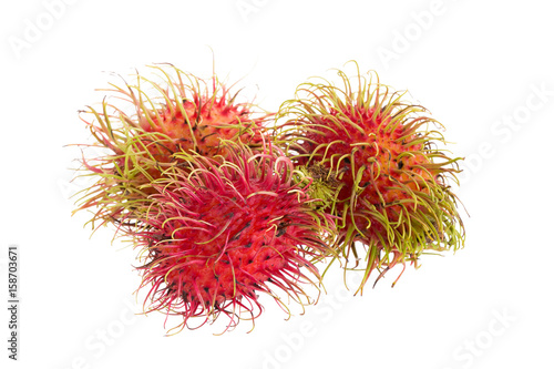 fresh rambutan tropical fruit isolated on a white background