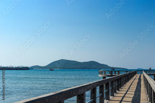 Thailand seascape at chonburi - bridge on the sea