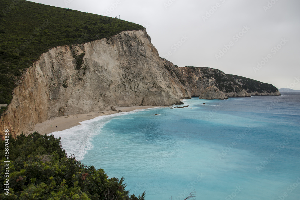 Beach on Cape Lefkatas with turquoise colored water Beach on Cape Lefkatas with turquoise colored water
