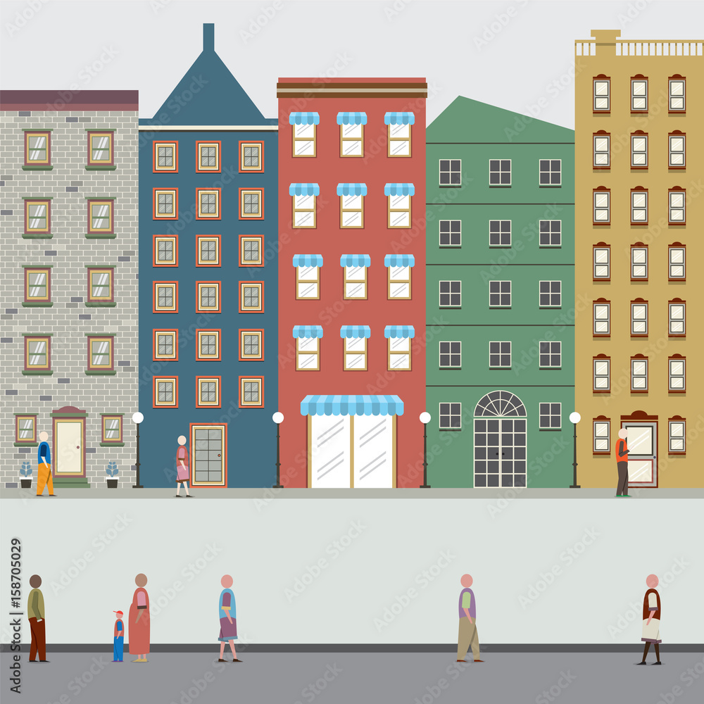 Buildings In The City Vector Illustration