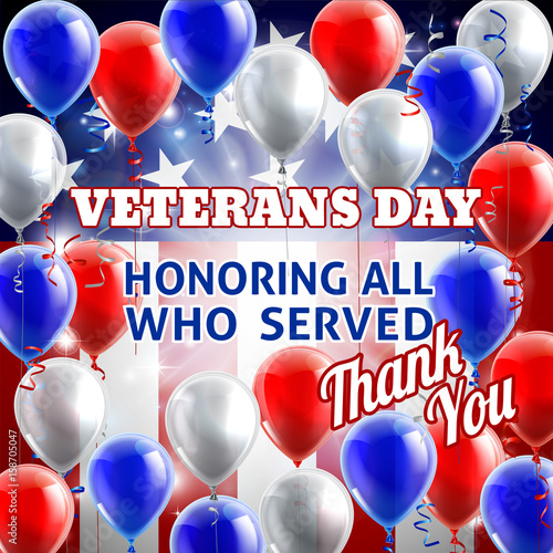 Veterans Day American Flag Balloons Background