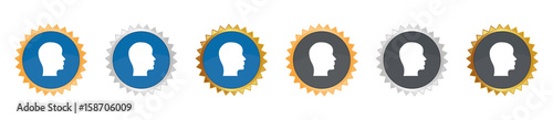 Kopf Profil - Gezacktes Button-Set